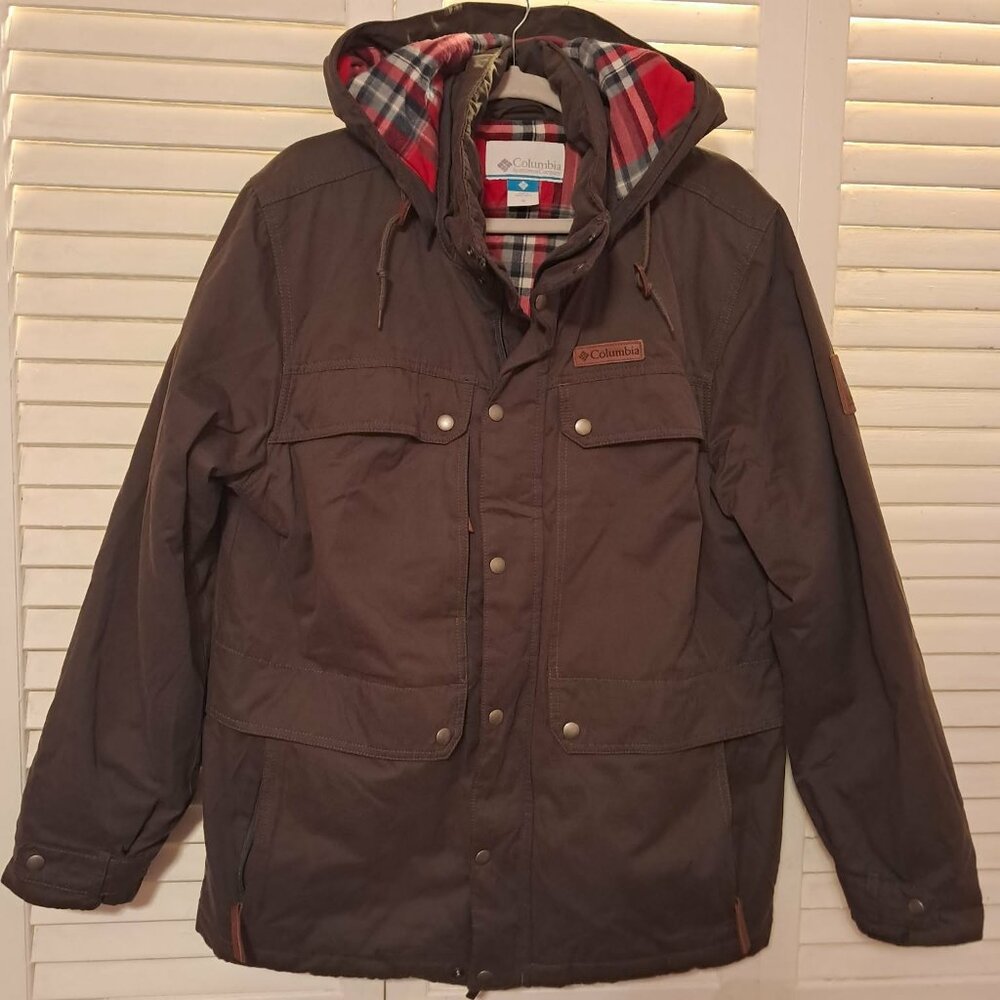 MENS COLUMBIA WHISKEY SPRINGS FLANNEL LINED COAT JACKET PARKA MEDIUM